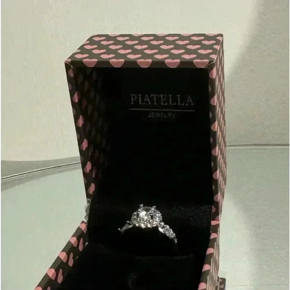 FREE 🆕 Piatella ring,1/2 carat cut, side accents, 14k white gold plated … - Picture 9 of 13